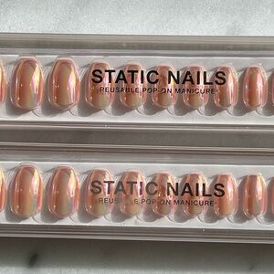 Static Nails Peach Fizz Coffin 2 Sets Glue on Nails